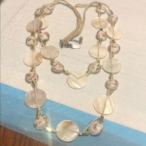 Avenue Neutral Shell Disc & Gold Accent Layered Necklace